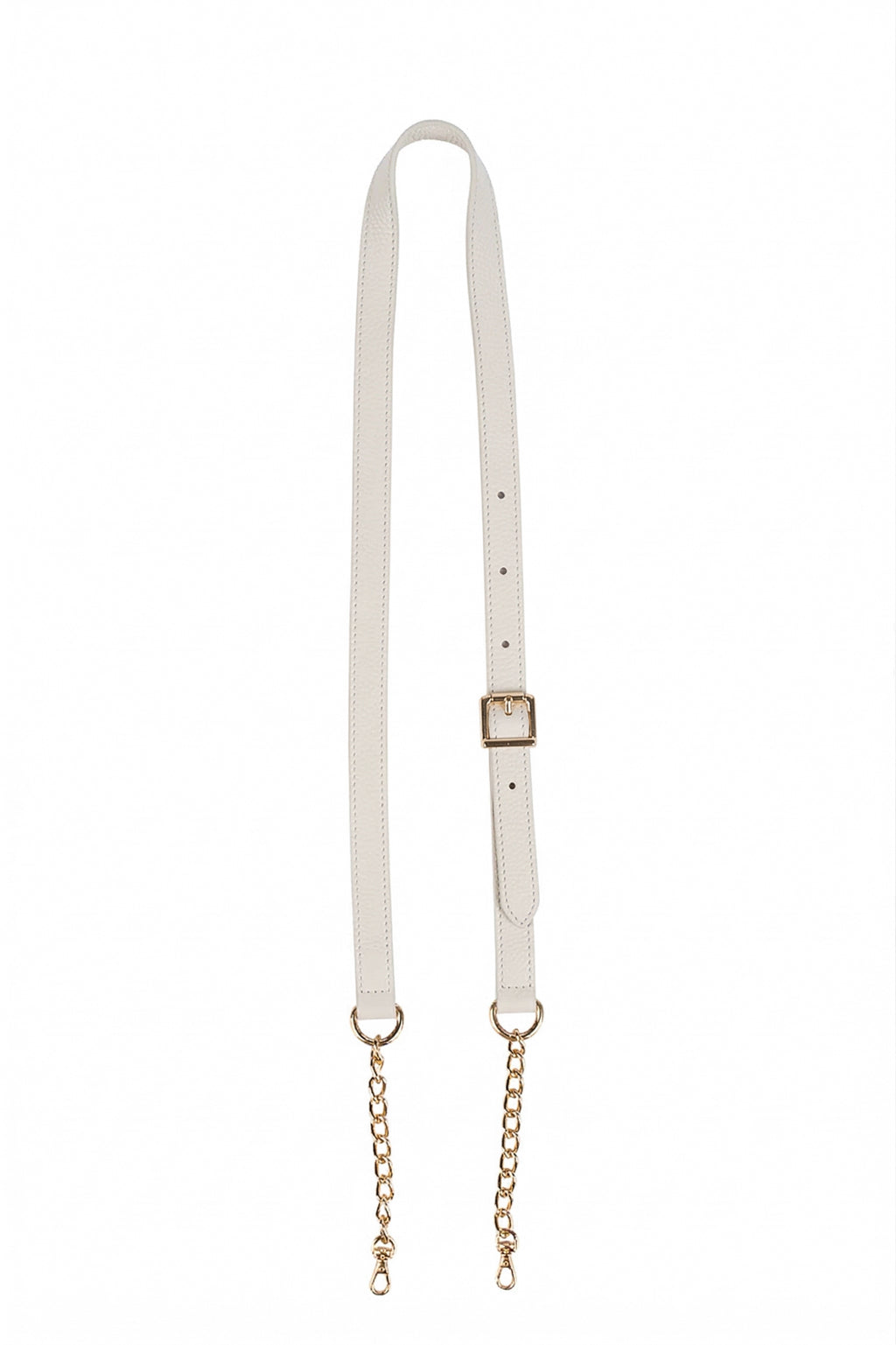 Alça de couro com corrente e regulagem de fivela