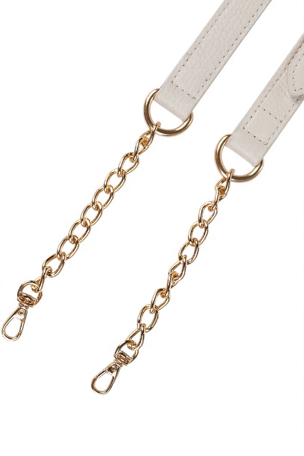 Alça de couro com corrente e regulagem de fivela