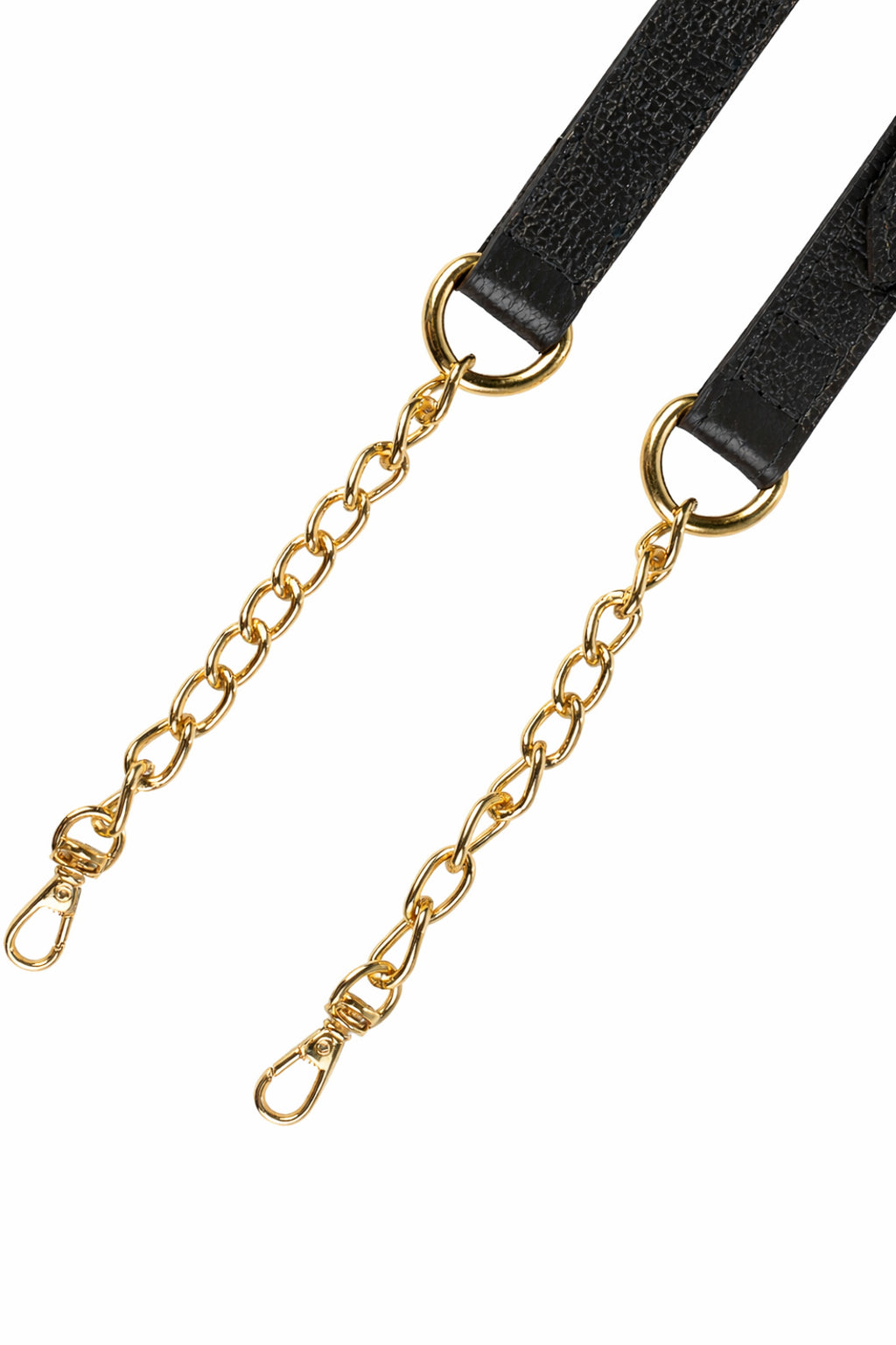 Alça de couro com corrente e regulagem de fivela