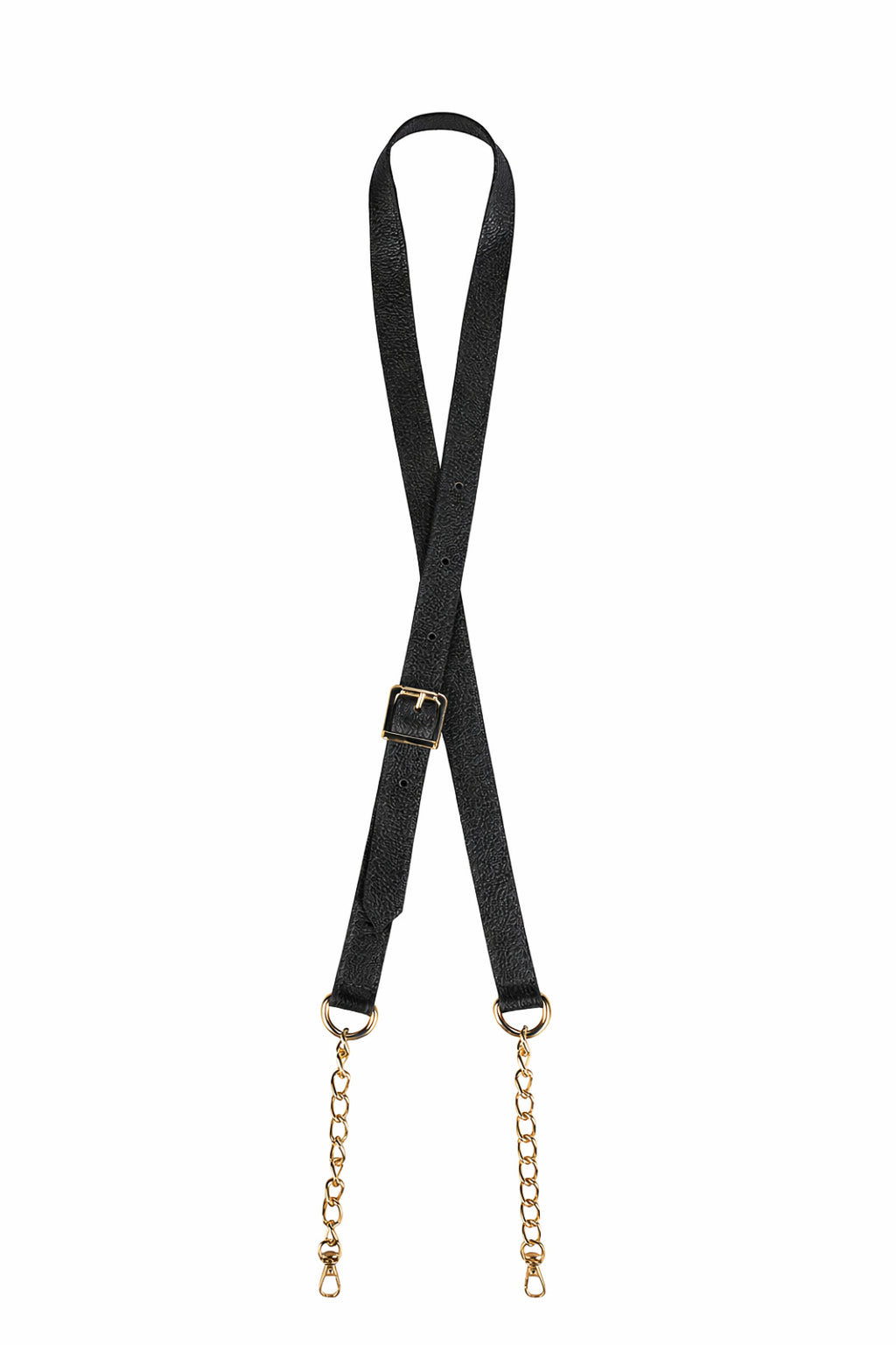 Alça de couro com corrente e regulagem de fivela