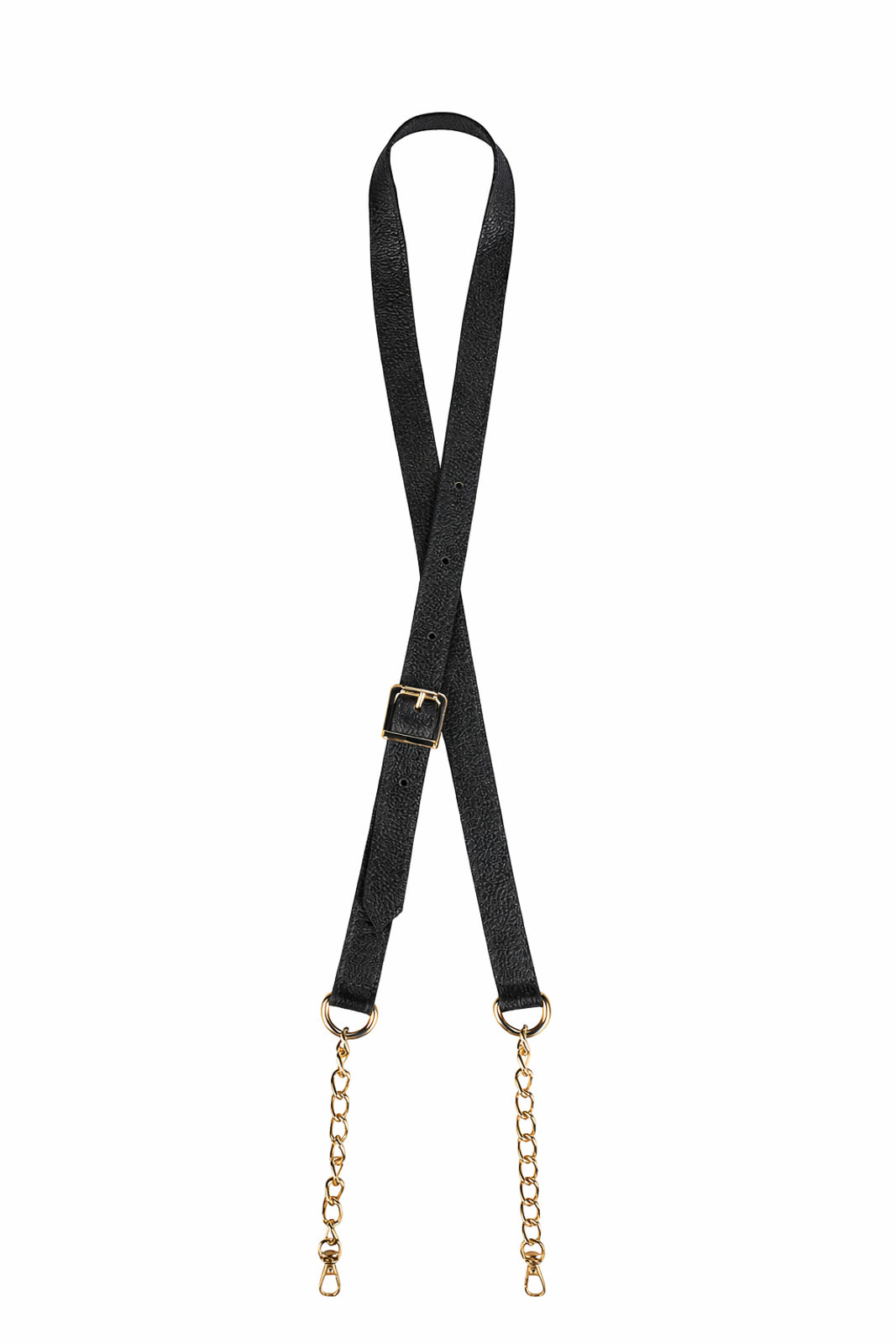 Alça de couro com corrente e regulagem de fivela