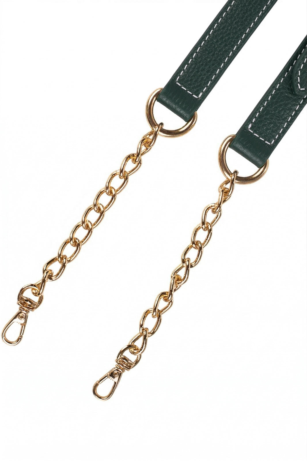 Alça de couro com corrente e regulagem de fivela