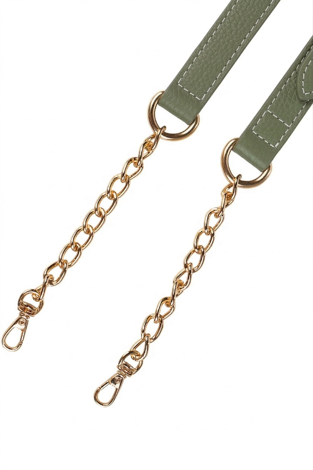 Alça de couro com corrente e regulagem de fivela