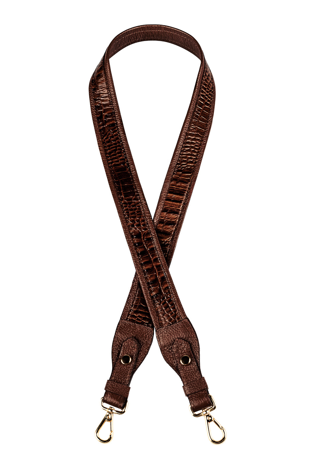 Alça de ombro larga em couro croco