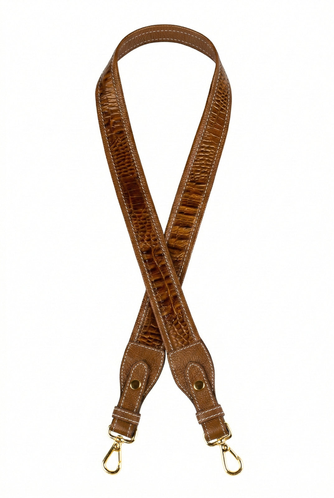Alça de ombro larga em couro croco
