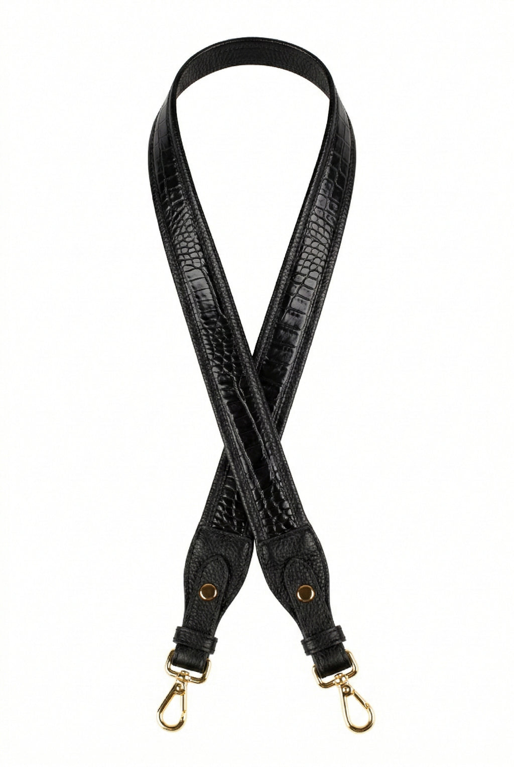 Alça de ombro larga em couro croco