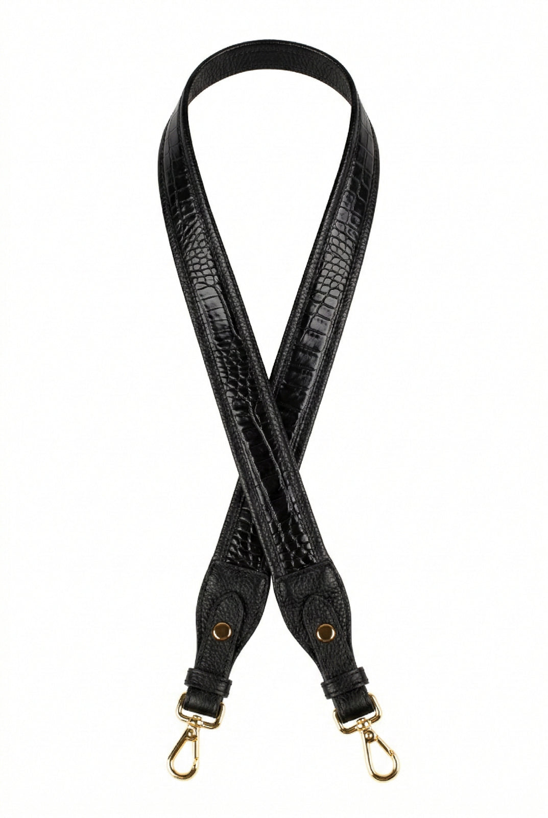 Alça de ombro larga em couro croco