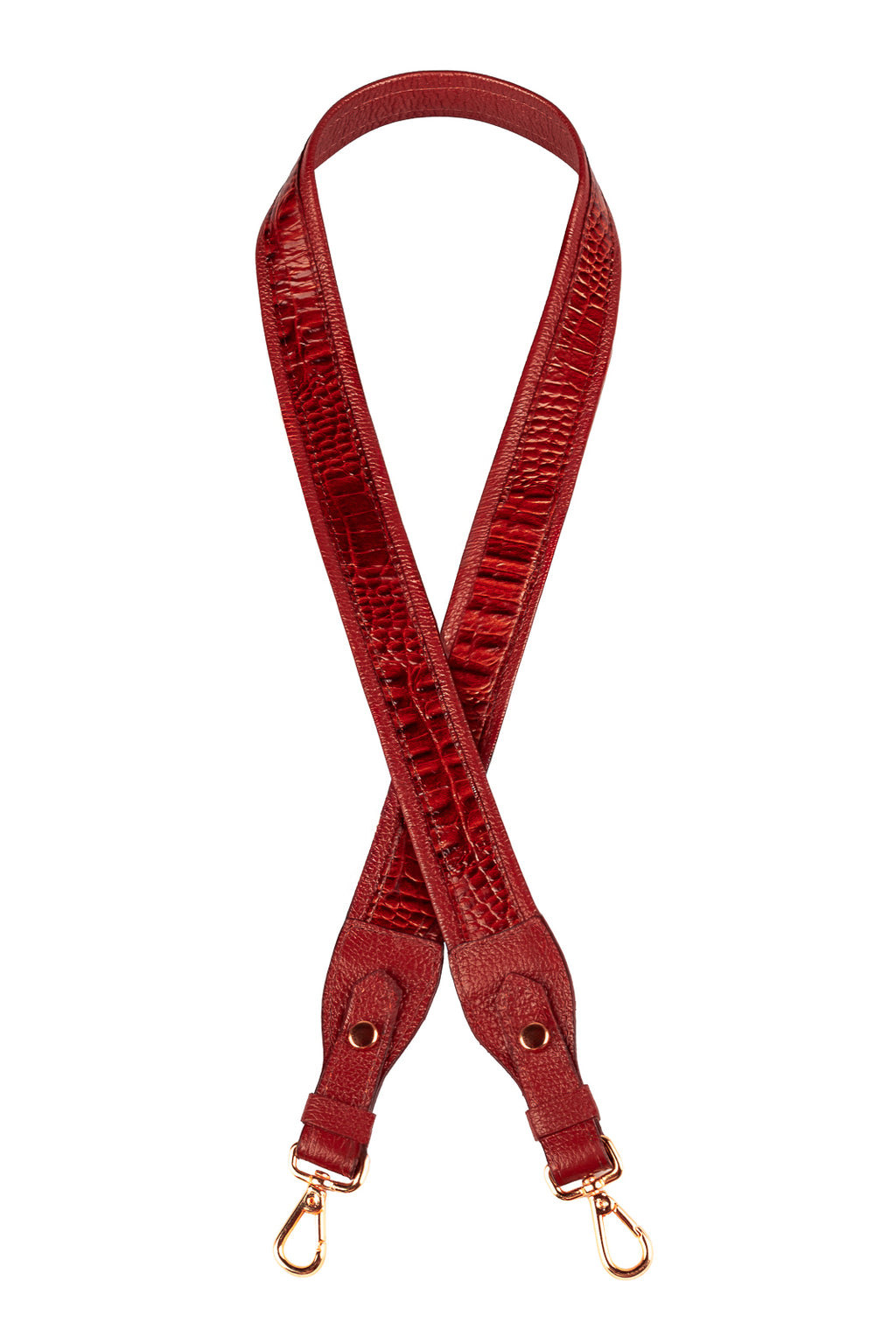 Alça de ombro larga em couro croco