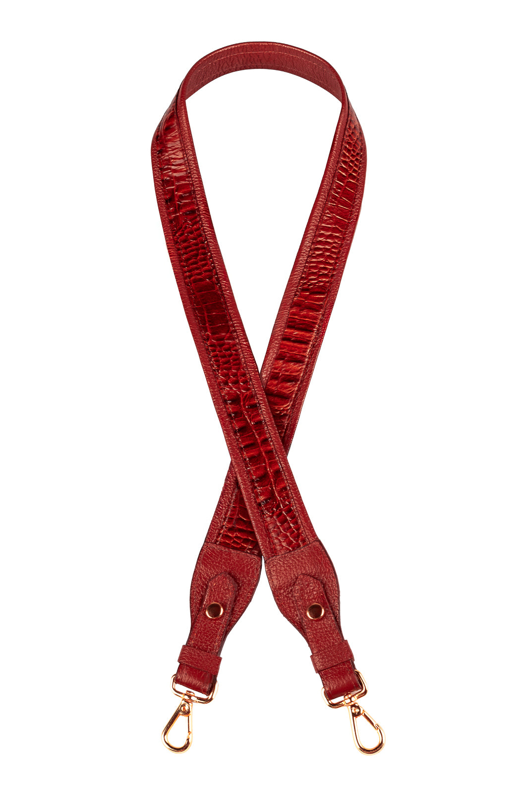 Alça de ombro larga em couro croco