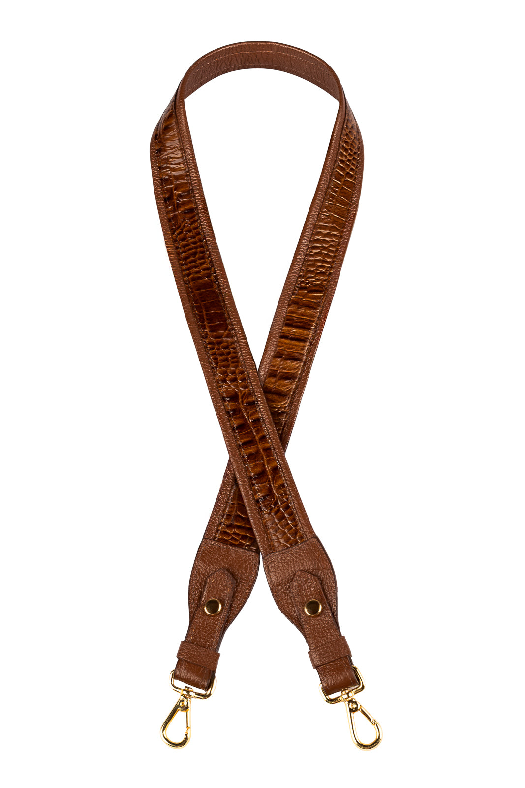 Alça de ombro larga em couro croco