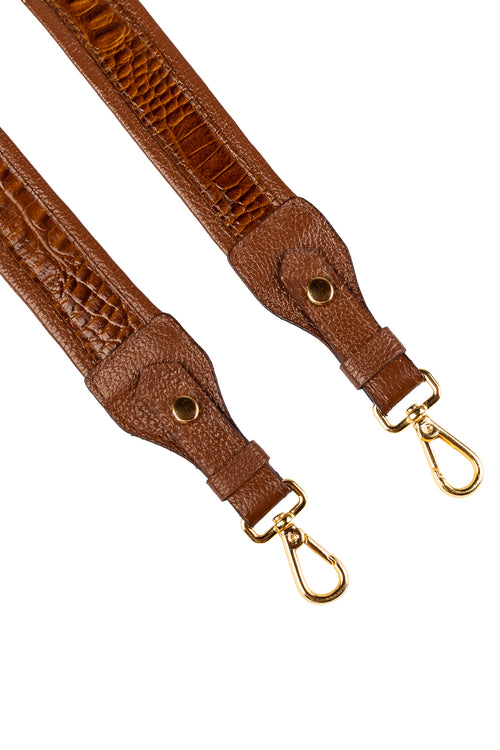 Alça de ombro larga em couro croco