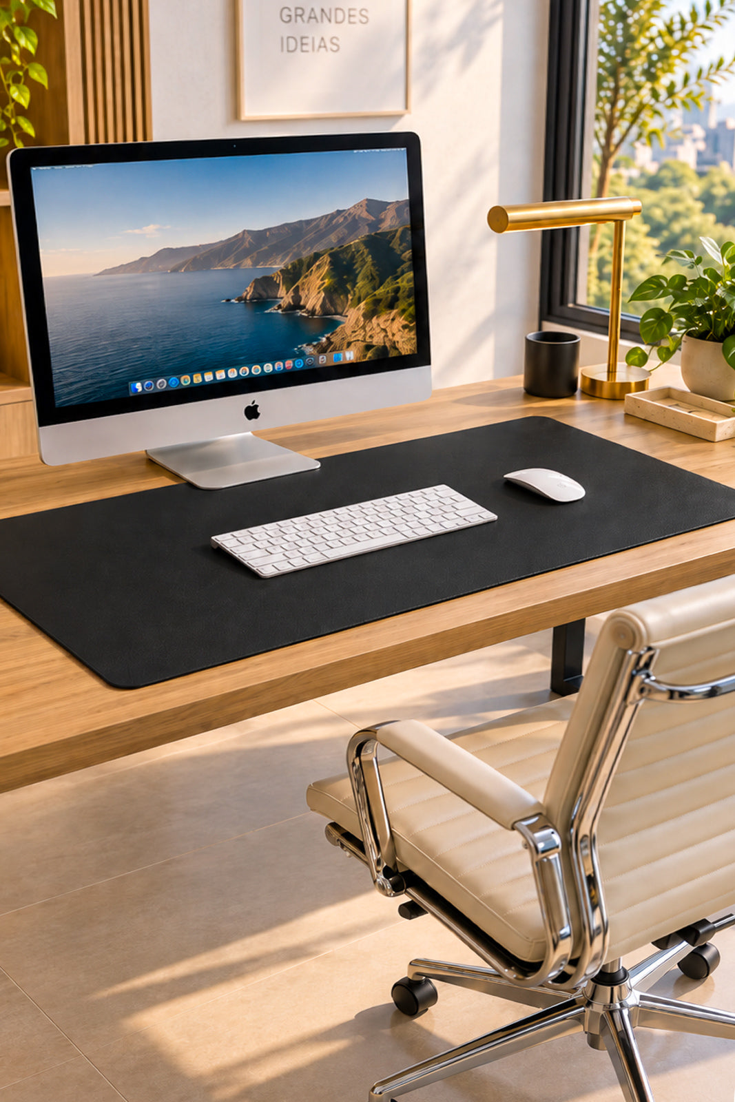 Desk Pad Grande 90x40 em couro liso Niv