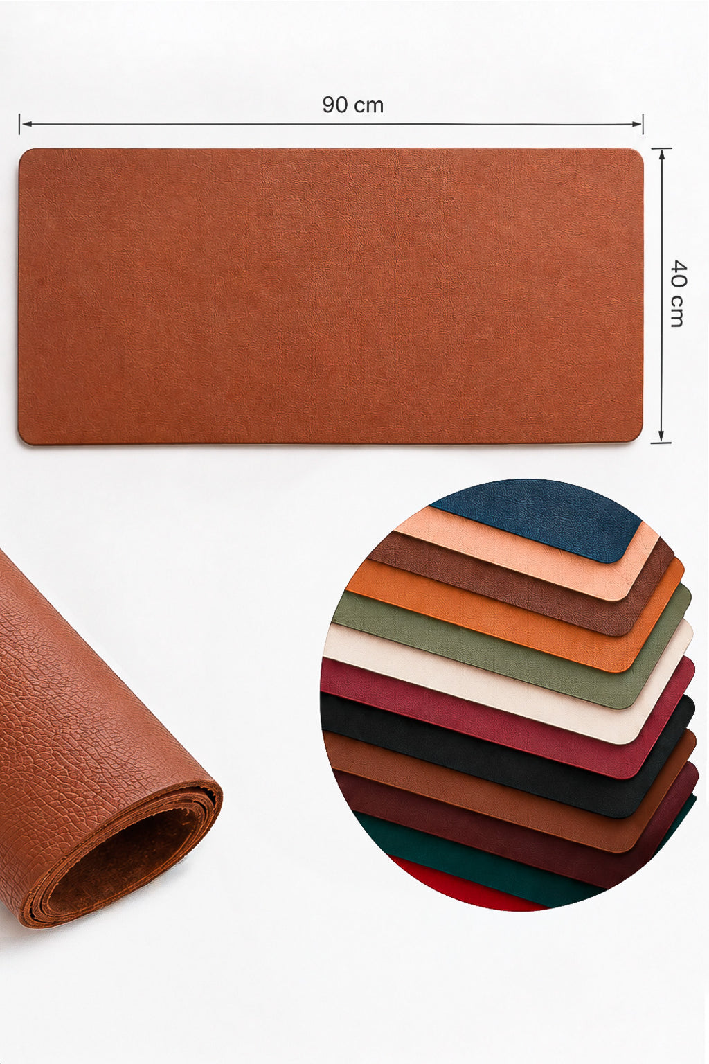 Desk Pad Grande 90x40 em couro liso Niv
