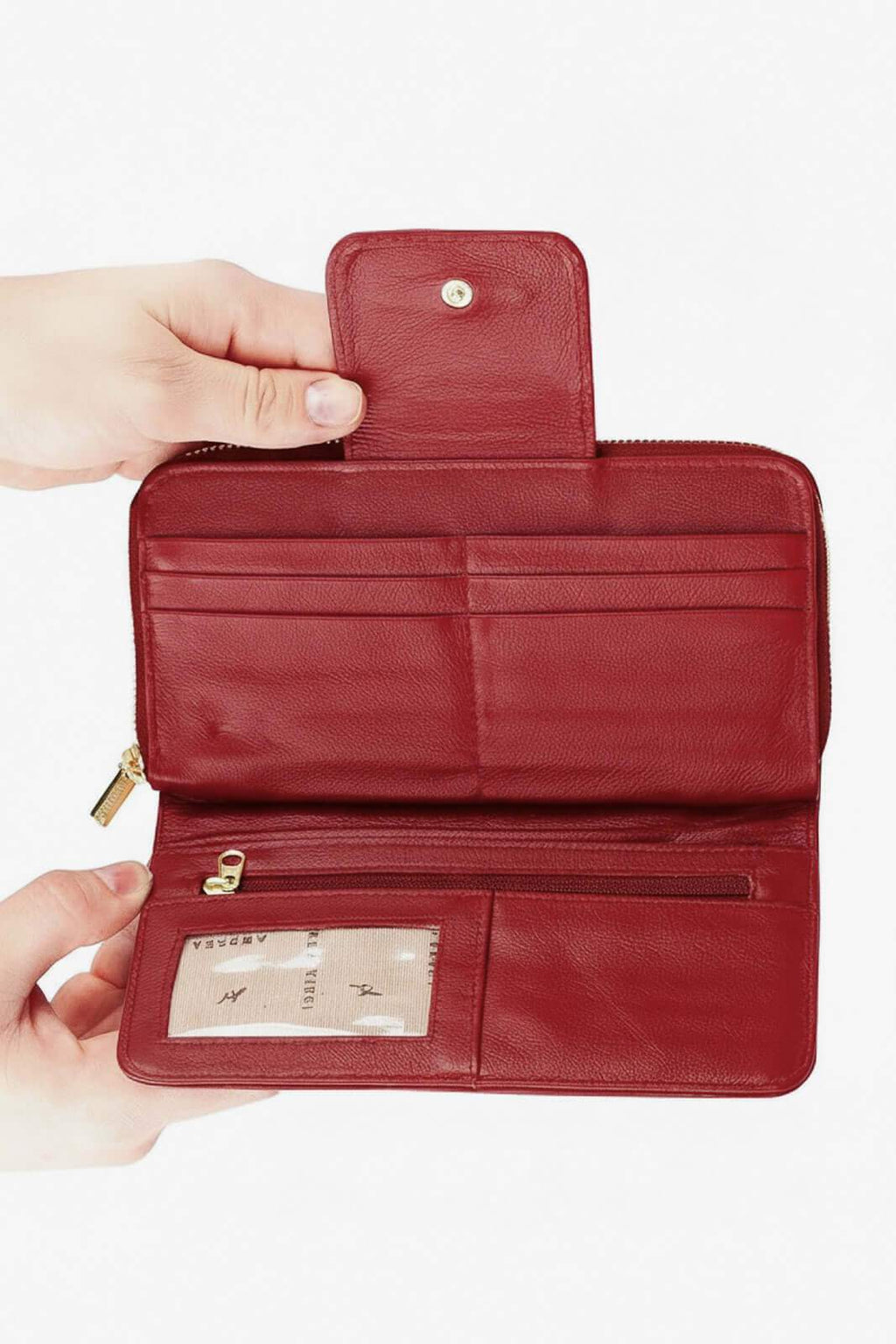 Carteira feminina de couro liso Cindy 9,5x19cm - Enluaze