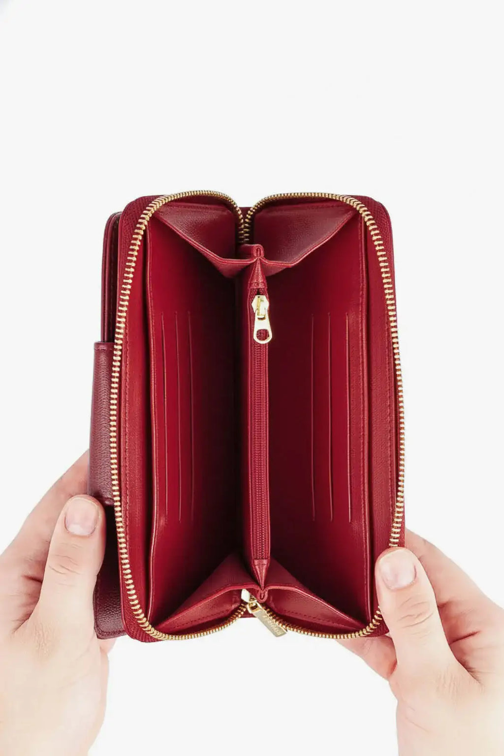 Carteira feminina de couro liso Cindy 9,5x19cm - Enluaze