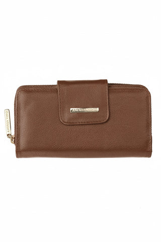 Carteira feminina de couro liso Cindy 9,5x19cm