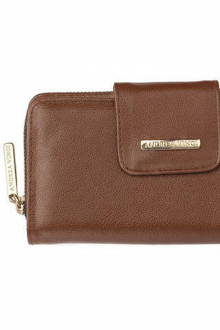 Carteira feminina de couro liso Cindy 9,5x19cm