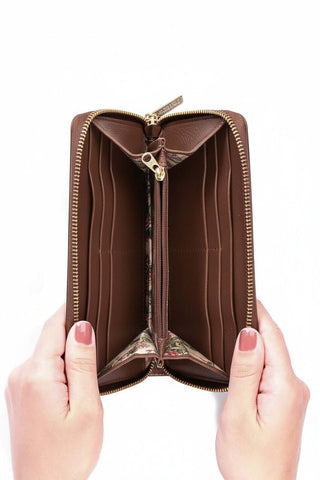 Carteira feminina de couro liso Bonny 10x19cm