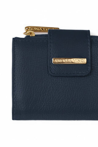 Carteira feminina de couro liso Linna 11x13cm