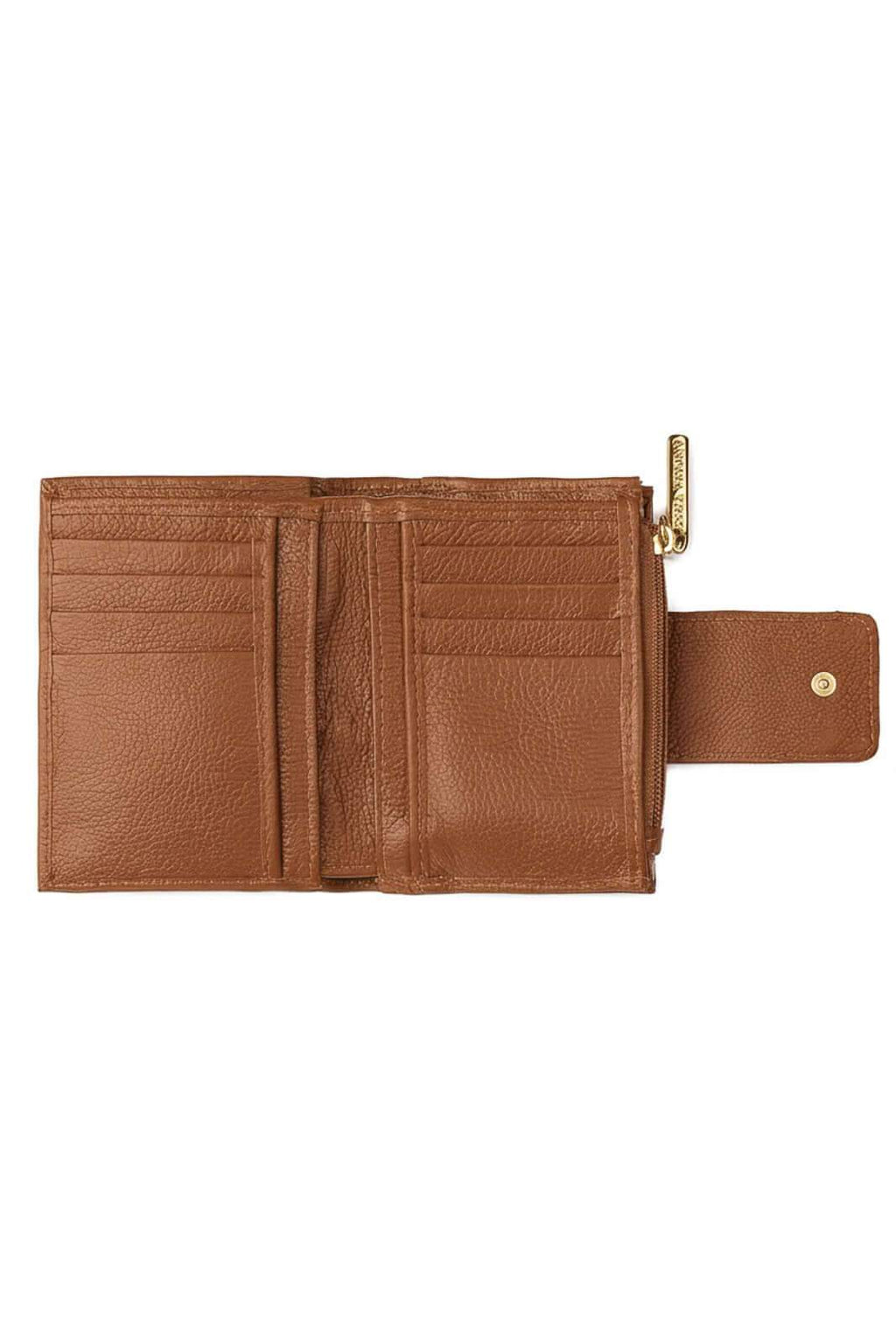 Carteira feminina de couro liso Linna 11x13cm - Enluaze