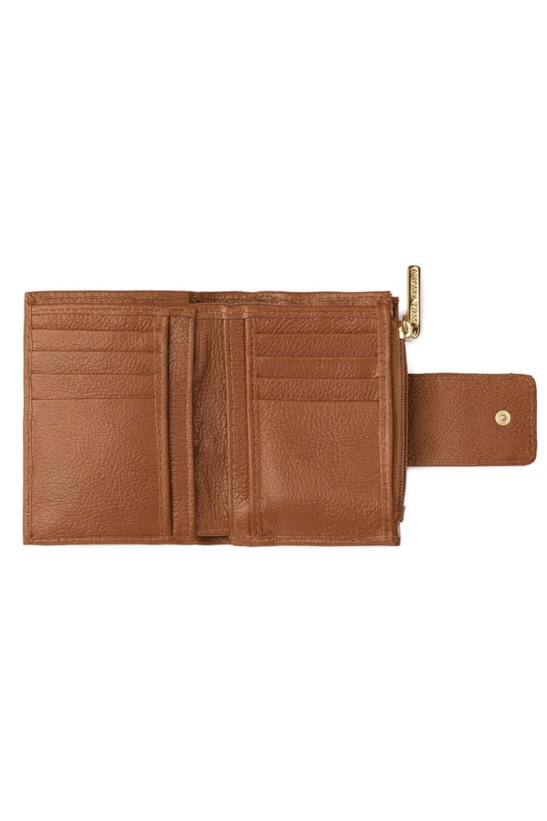 Carteira feminina de couro liso Linna 11x13cm - Enluaze