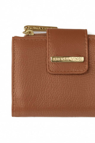 Carteira feminina de couro liso Linna 11x13cm