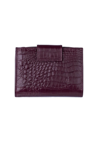 Carteira feminina de couro croco Linna 11x13cm