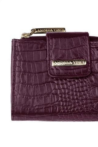 Carteira feminina de couro croco Linna 11x13cm