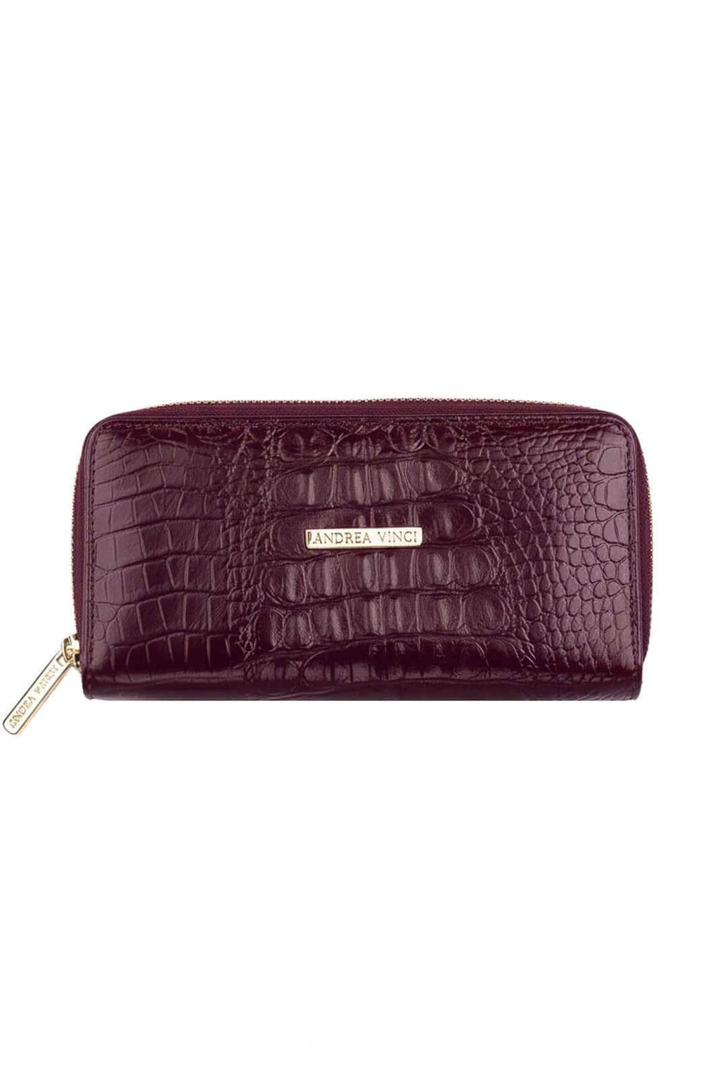 Carteira feminina de couro croco Tinna 10x19cm - Enluaze