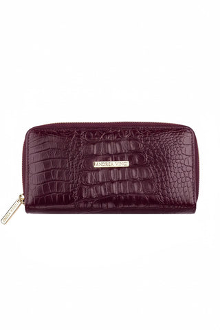 Carteira feminina de couro croco Tinna 10x19cm