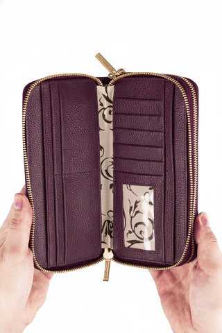 Carteira feminina de couro croco Tinna 10x19cm