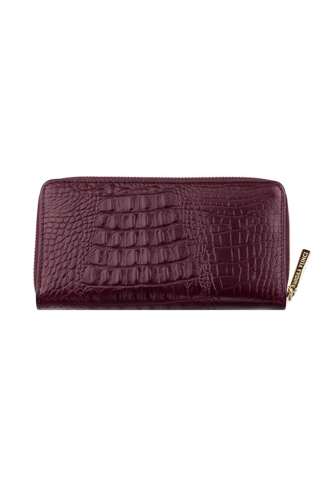 Carteira feminina de couro croco Tinna 10x19cm - Enluaze