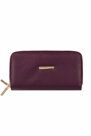 Carteira feminina de couro liso Tinna 10x19cm