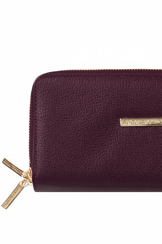 Carteira feminina de couro liso Tinna 10x19cm