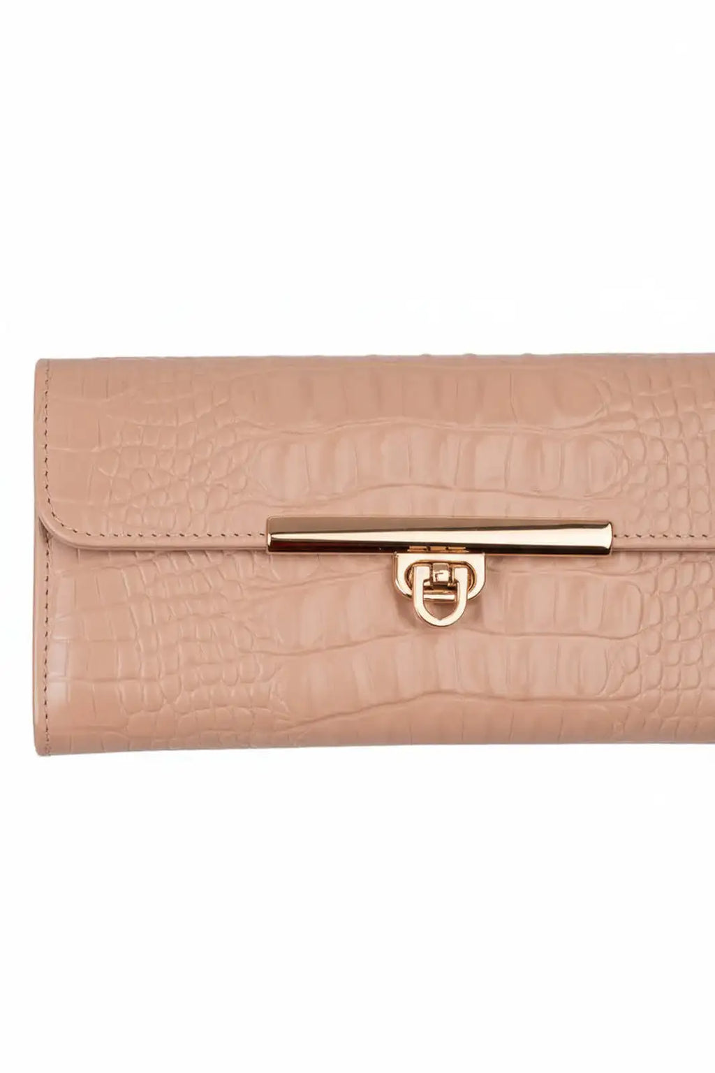 Carteira feminina de couro croco Kate 10,5x19,5cm - Enluaze