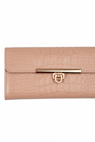 Carteira feminina de couro croco Kate 10,5x19,5cm