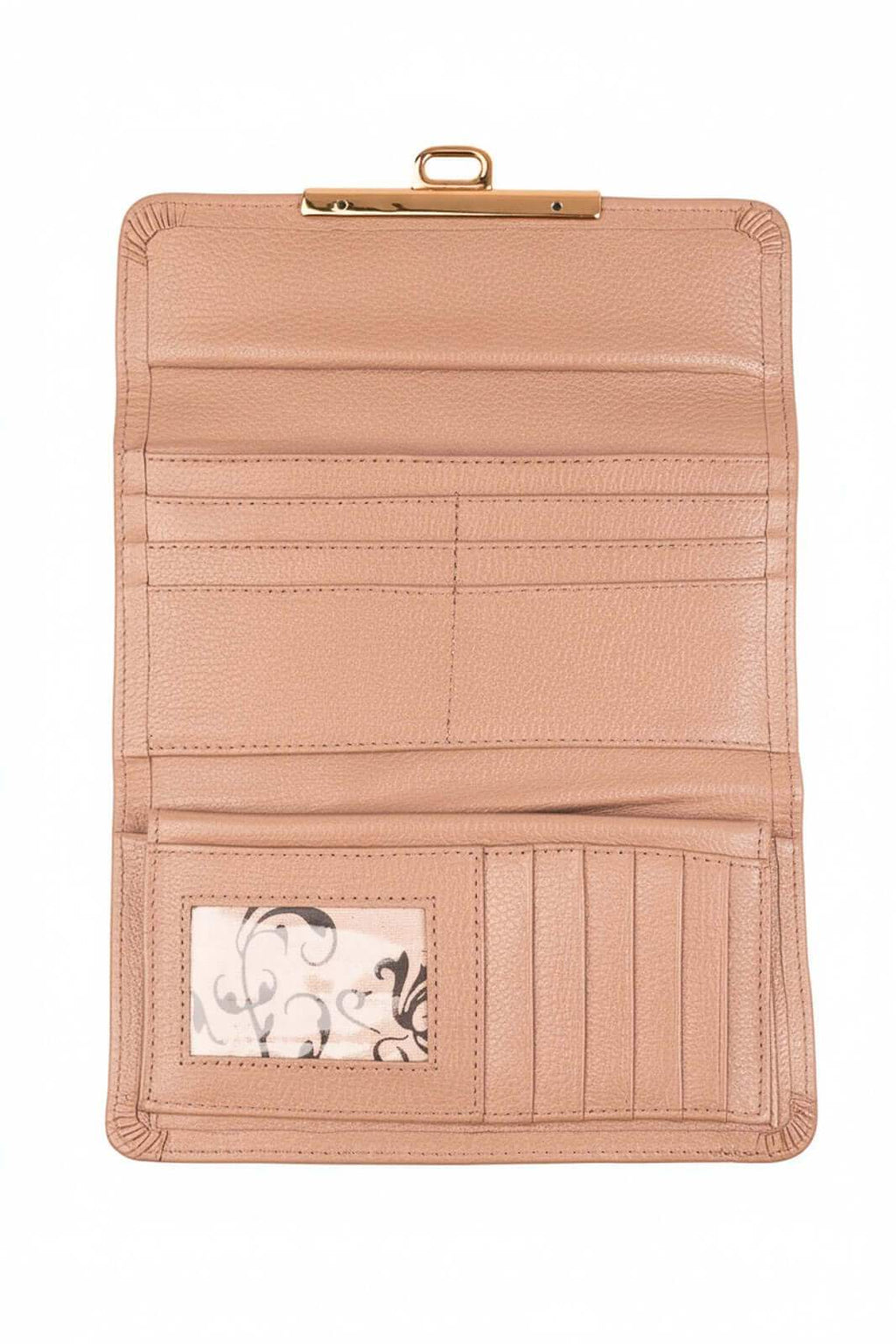 Carteira feminina de couro liso Kate 10,5x19,5cm - Enluaze