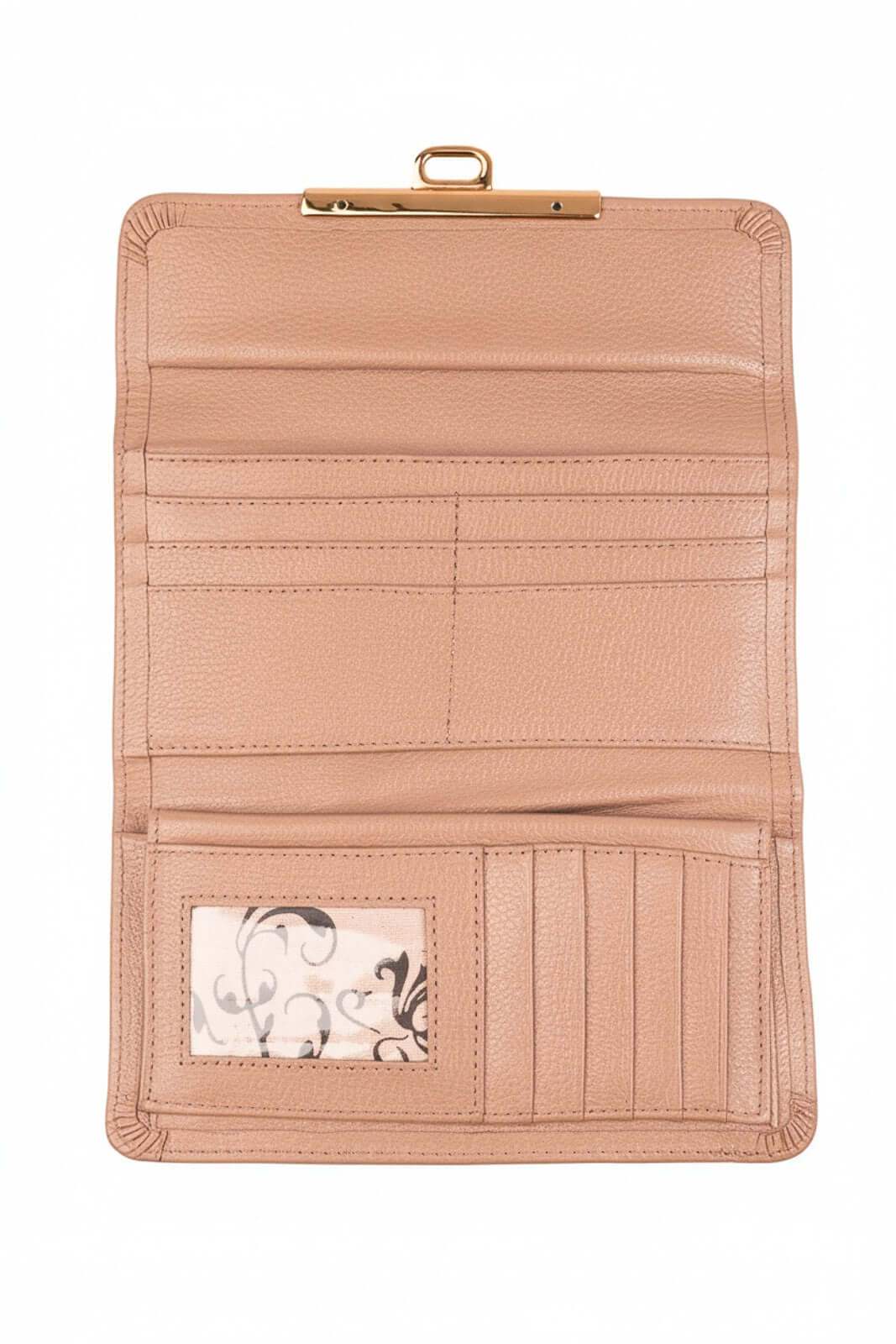 Carteira feminina de couro liso Kate 10,5x19,5cm - Enluaze