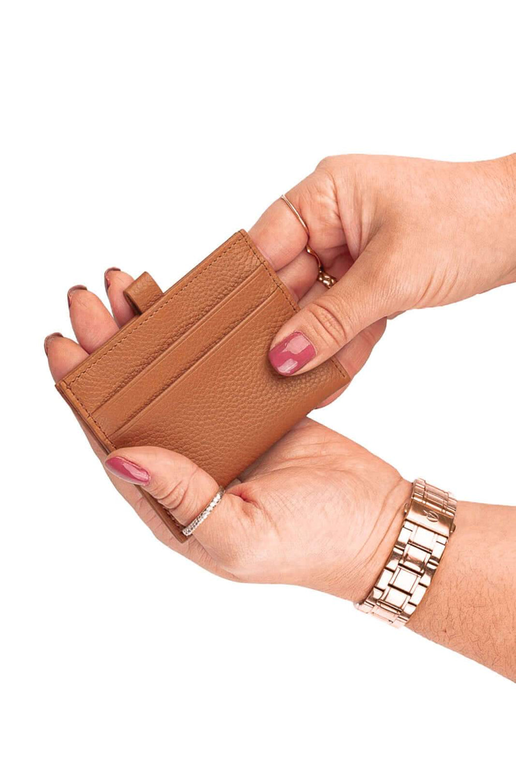 Porta cartões de couro liso Ianna 8x10cm - Enluaze