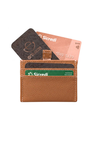 Porta cartões de couro liso Ianna 8x10cm