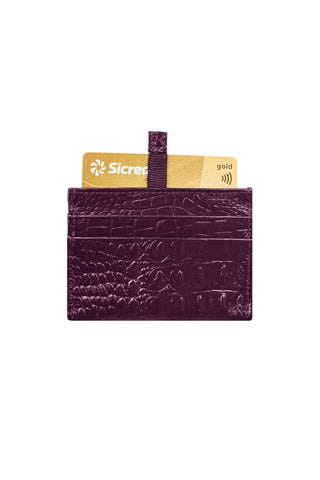 Porta cartões de couro croco Ianna 8x10cm