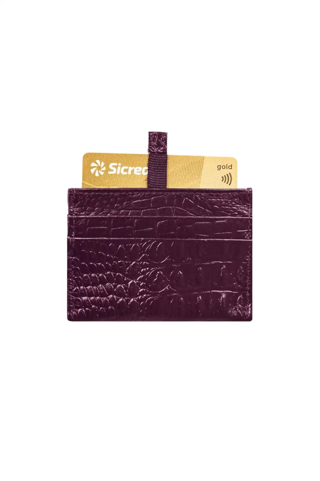 Porta cartões de couro croco Ianna 8x10cm - Enluaze