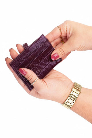 Porta cartões de couro croco Ianna 8x10cm