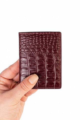 Porta cartões de couro croco Andréia 7,5x10cm