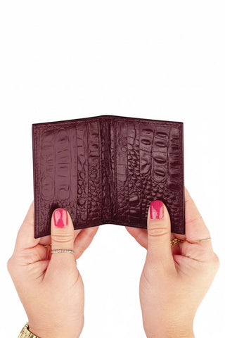 Porta cartões de couro croco Andréia 7,5x10cm