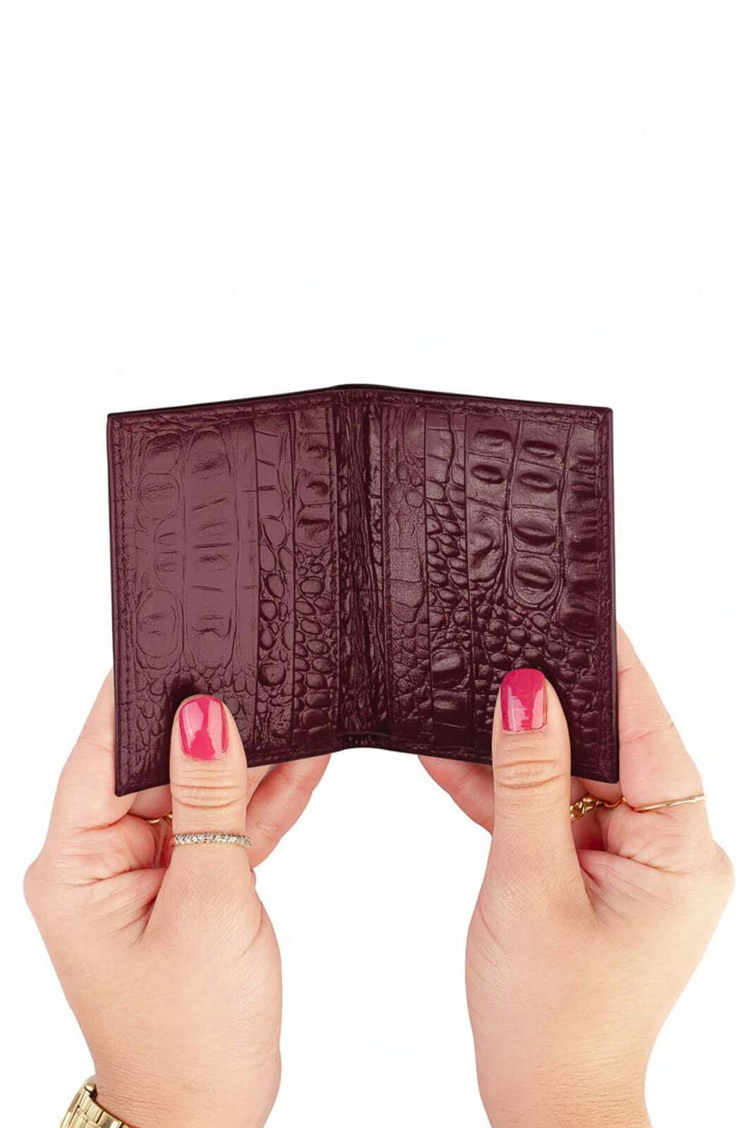 Porta cartões de couro croco Andréia 7,5x10cm - Enluaze