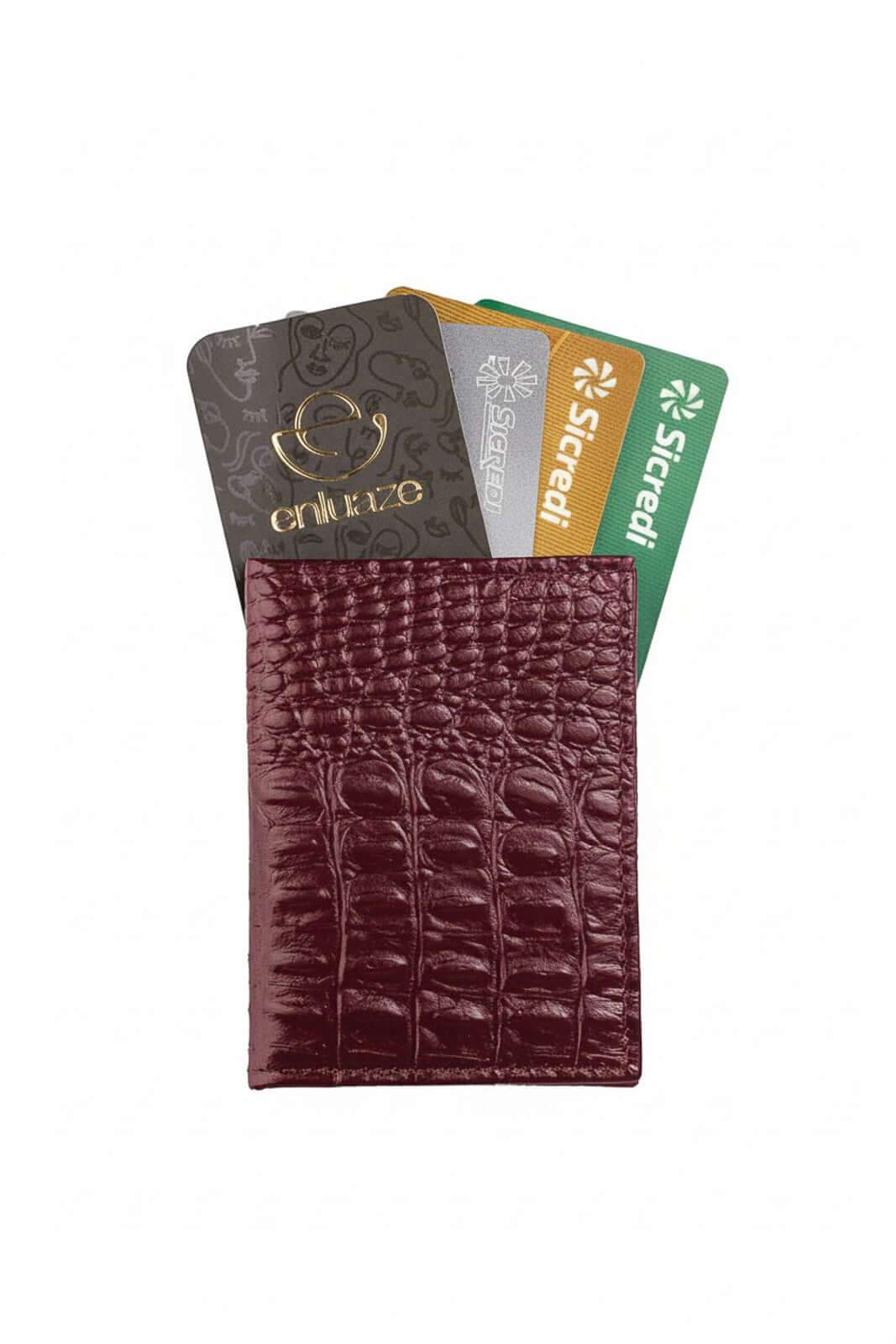 Porta cartões de couro croco Andréia 7,5x10cm - Enluaze