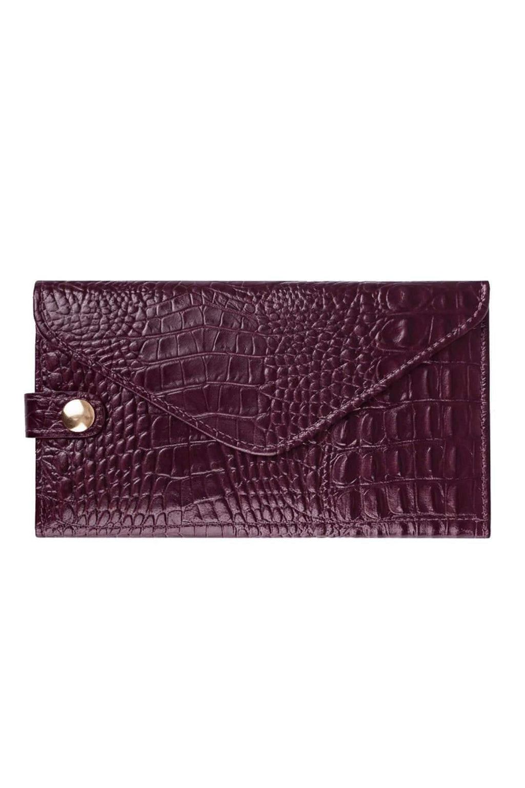 Carteira feminina de couro croco Clara 10,5x19cm - Enluaze