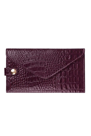 Carteira feminina de couro croco Clara 10,5x19cm