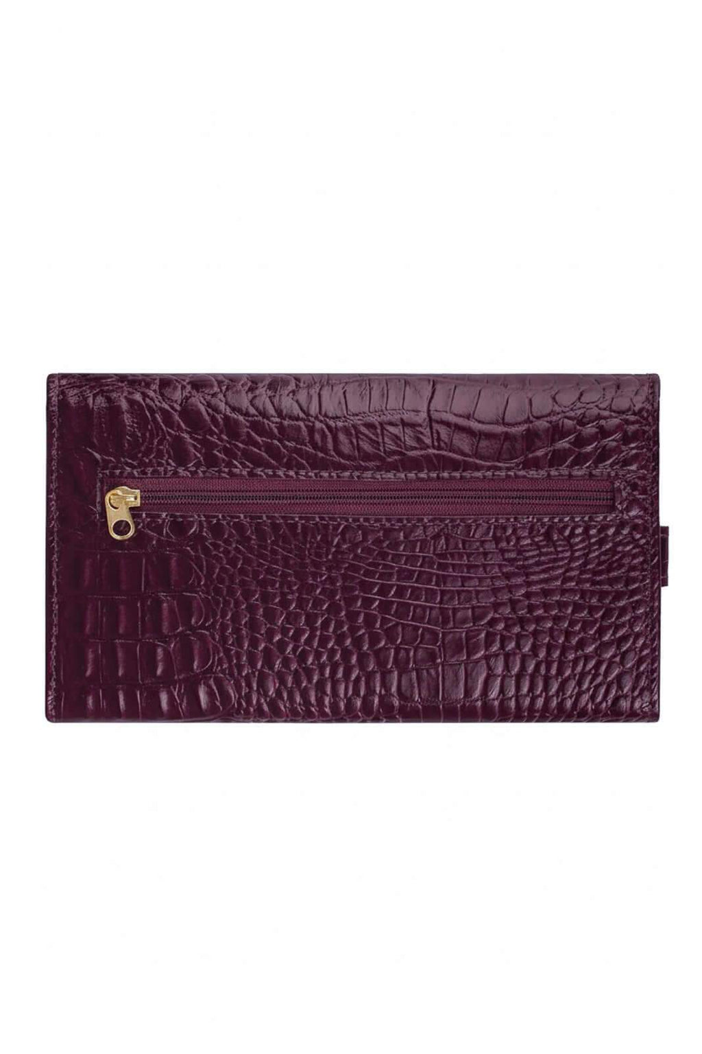 Carteira feminina de couro croco Clara 10,5x19cm - Enluaze
